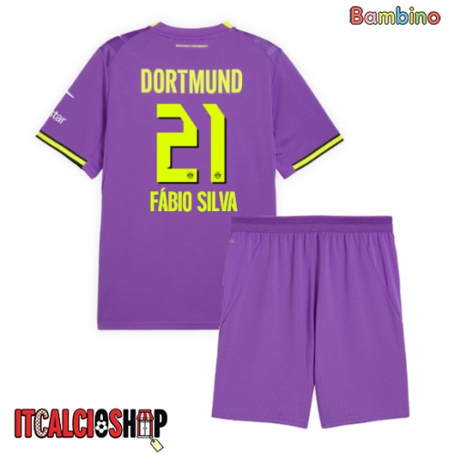 Borussia Dortmund Fabio Silva #21 Terza Maglia Bambino 2026-27 Manica Corta (+ Pantaloni corti)